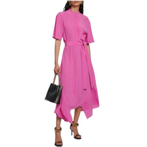 Stella McCartney Pink Asymmetrical Silk Midi Dress Size 4 (42)